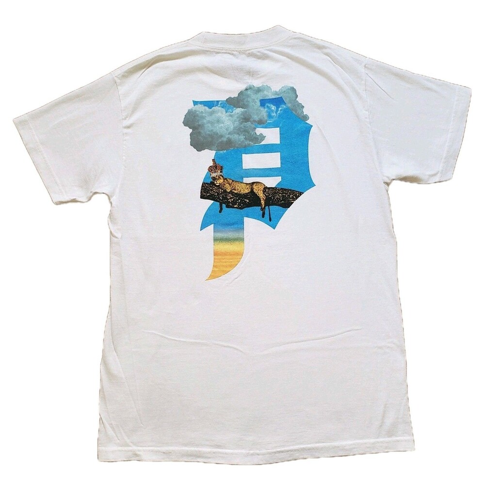 Primitive Crowned Puff Print Sz Medium Mens 2 Sided White T-Shirt Skateboarding